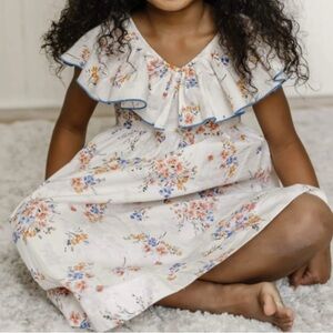 Zara Girls Beige Blue Floral Ruffle
Top Dress